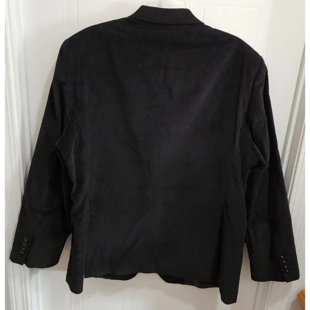 Stafford Black Corduroy Classic Fit Blazer Suit‎ Jacket Elbow Patch Size 48 REG